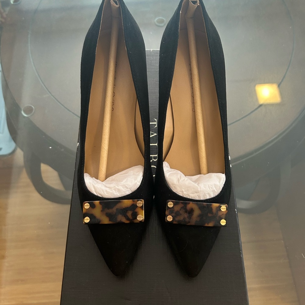 Talbots Black Heels with Tortoise Accent